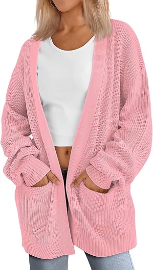 LILLUSORY Womens Oversized Cardigans Soft Knit Cardigan Sweater with Pockets